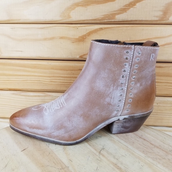 ROAN by Bed Stu AGGIE Leather Distressed Western Booties Ankle Boot Side Zip NEW - Picture 1 of 11